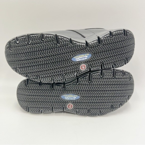 Skechers Womens Size 9.5 76542 Bernal SR Relaxed Fit Black Leather Work Shoes - Picture 10 of 13